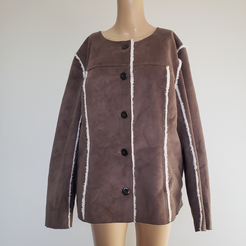 J.Jill faux suede faux fur liner jacket size L